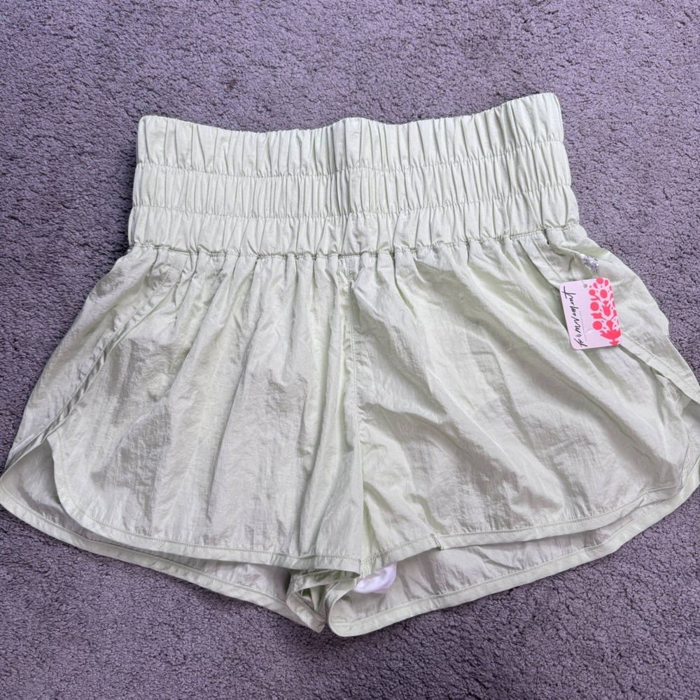 NEW FP Movement The Way Home Women's Large Lime Green High Waisted Shorts